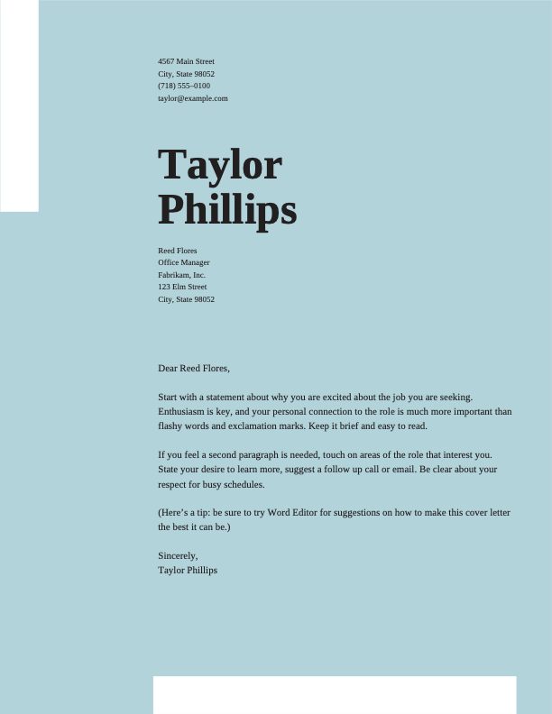 Clean elegant cover letter